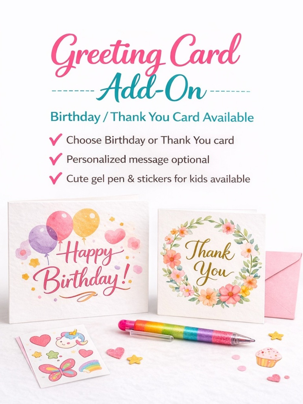 💌 Personalized Birthday/Thank You Greeting Card Add On Must Bundle ➕$10